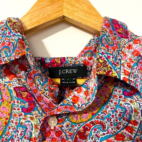 J.Crew 100% Cotton Large Paisley Print Button-up Long Sleeve Shirt Women's - Picture 4 of 5